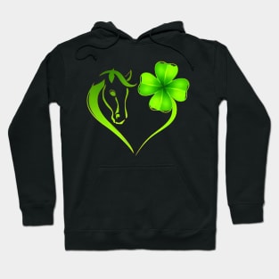 Irish Horse Heart Leaf St Patrick Day Clover Heart Horse Hoodie